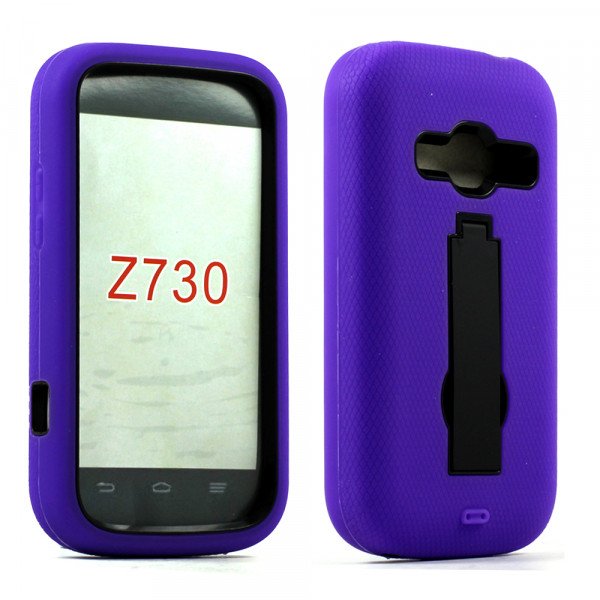 Wholesale ZTE Concord 2 Z730 Armor Hybrid Stand Case (Purple Black)